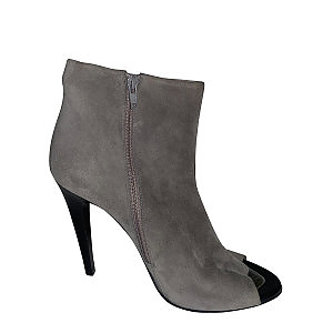 Grey suede peep toe booties discount