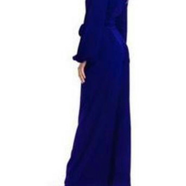 Kevan Jon Long Sleeved Colbalt Blue Dahlia Jumpsuit
