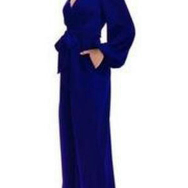 Kevan Jon Long Sleeved Colbalt Blue Dahlia Jumpsuit