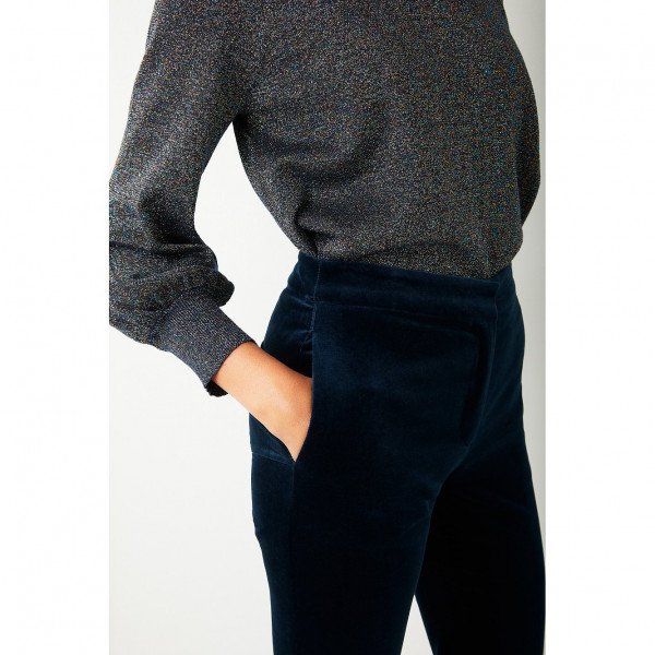 Wyse London Sandrine Velvet Trousers In Petrol