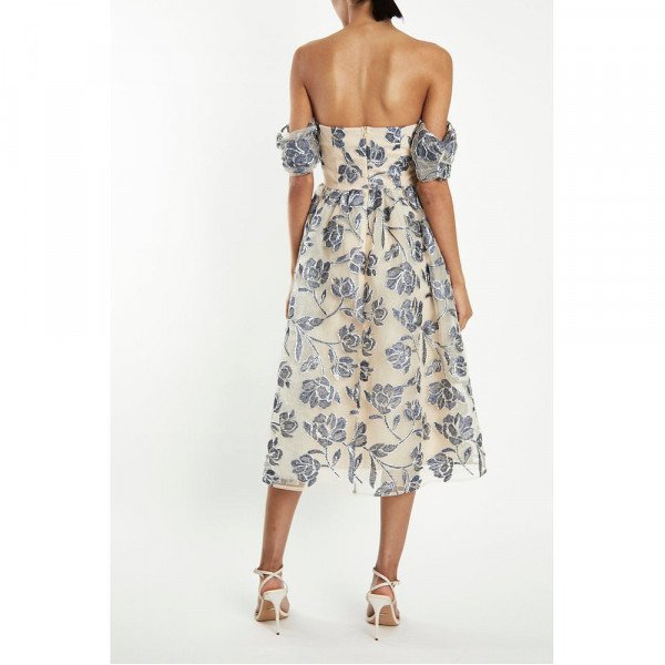 True Decadence Embroidery Bardot Midaxi Skater Dress