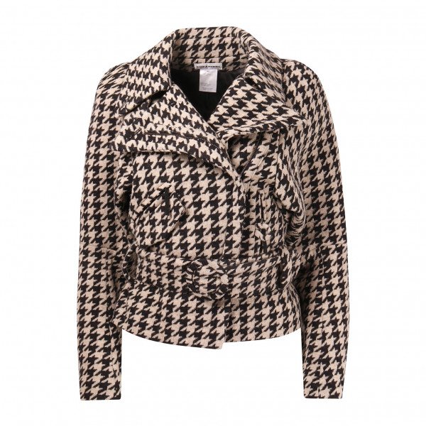 Rent Buy Sonia Rykiel Belted Houndstooth Wool Jacket | MY WARDROBE HQ