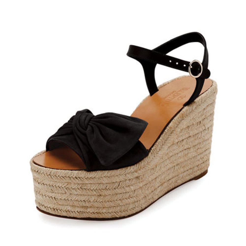 valentino bow espadrille wedges