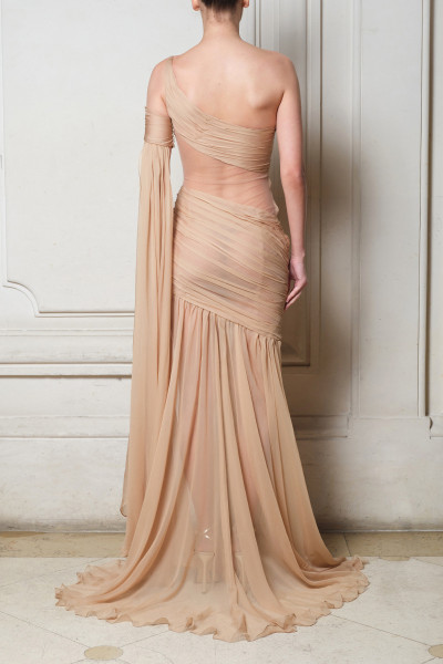 Maison Souraya Goddess Nude Gown