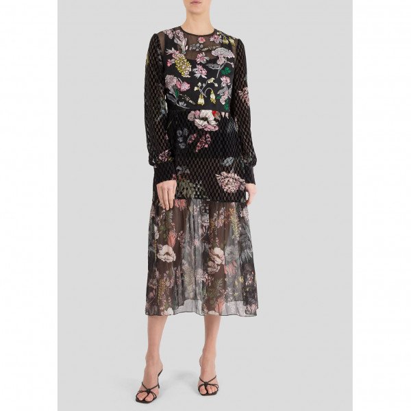 Markus Lupfer Mina Embroidered Velvet Devore Dress