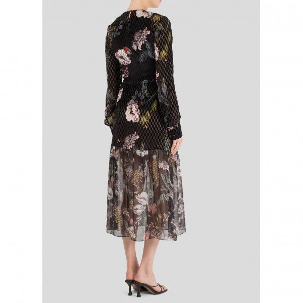 Markus Lupfer Mina Embroidered Velvet Devore Dress