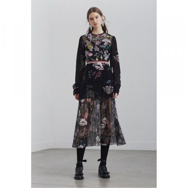 Markus Lupfer Mina Embroidered Velvet Devore Dress