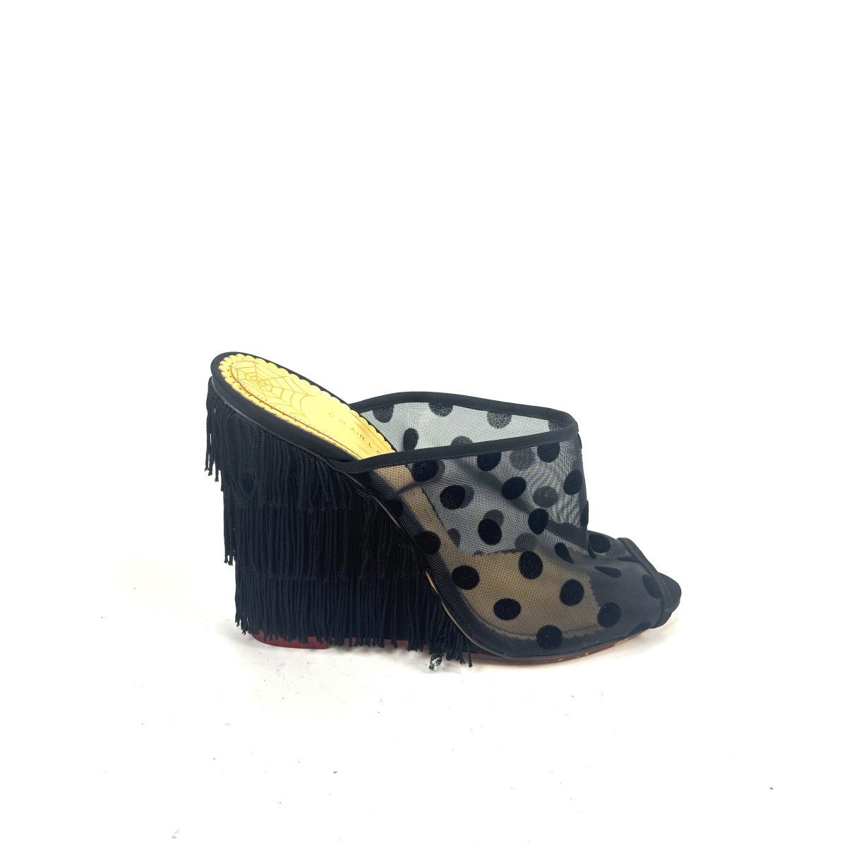 Charlotte Olympia Black Polka Dot Fringe Wedges