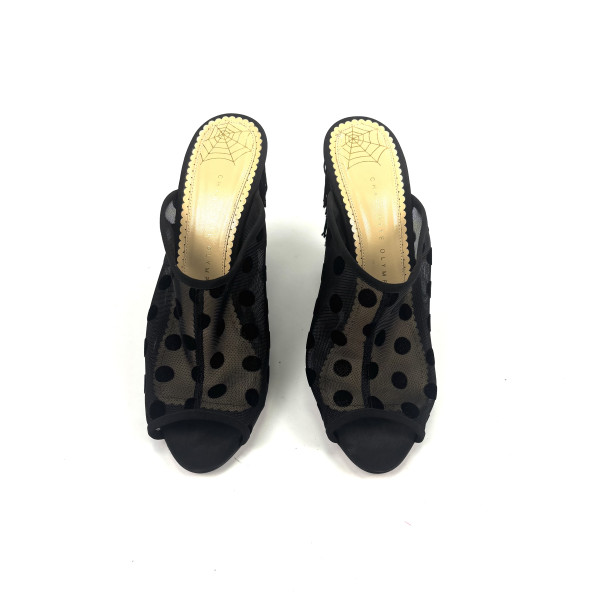 Charlotte Olympia Black Polka Dot Fringe Wedges