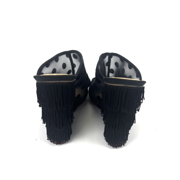 Charlotte Olympia Black Polka Dot Fringe Wedges
