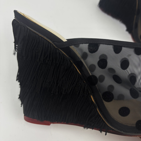 Charlotte Olympia Black Polka Dot Fringe Wedges