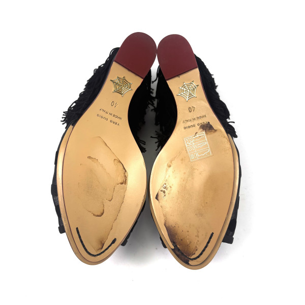 Charlotte Olympia Black Polka Dot Fringe Wedges