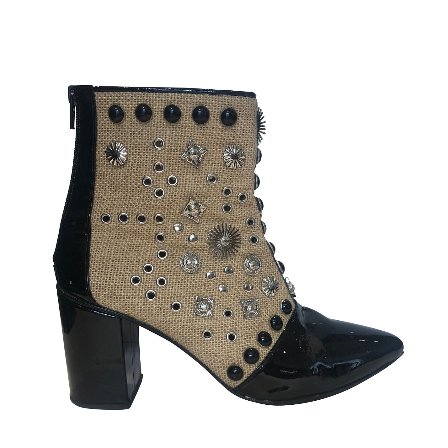 Toga Leather Studded Ankle Boots