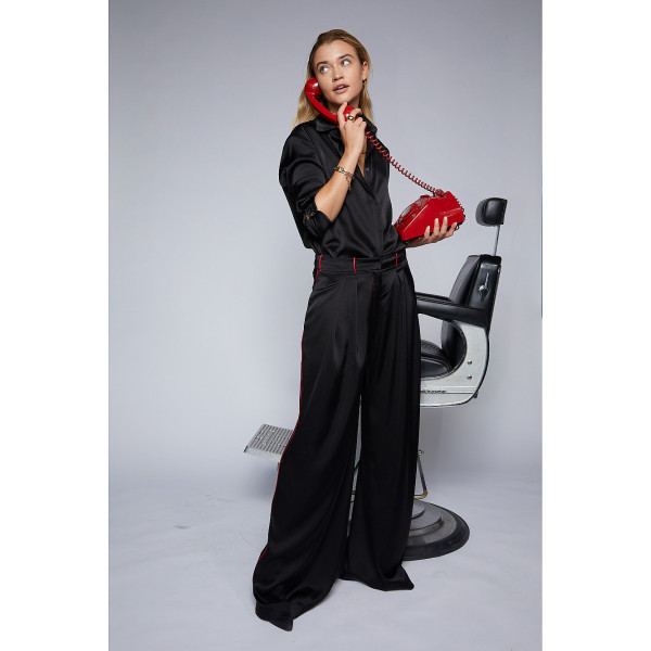 Serena Bute The Boyfriend Shirt - Black Plant Based Satin