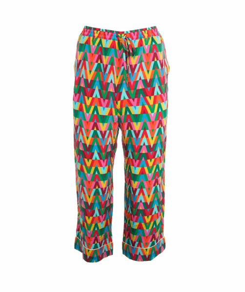 Valentino Valentino Multicolor Optical V Print Silk Pyjama Co-Ord