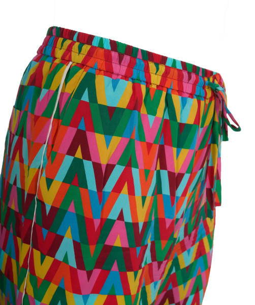 Valentino Valentino Multicolor Optical V Print Silk Pyjama Co-Ord