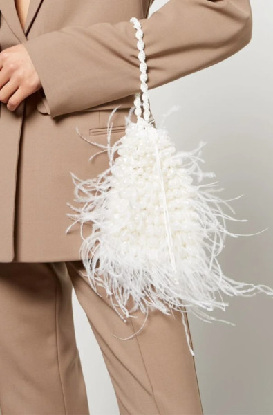 Cult Gaia Dory Feather Pearl Bag