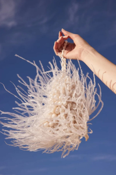 Cult Gaia Dory Feather Pearl Bag