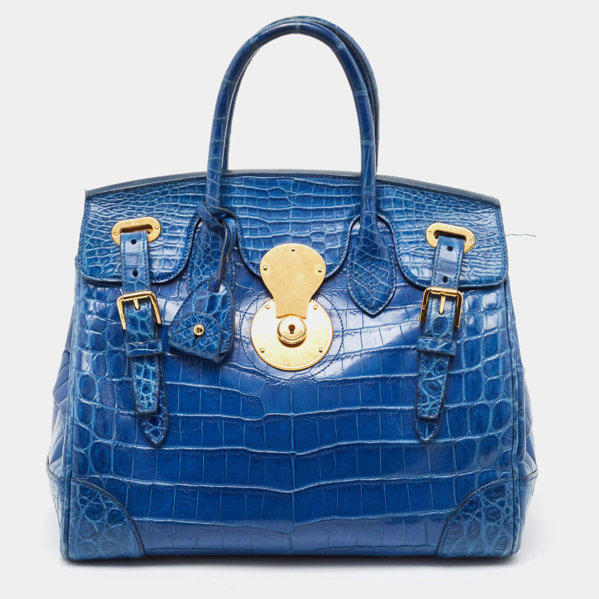 Ralph Lauren Blue Shine Crocodile Ricky Tote