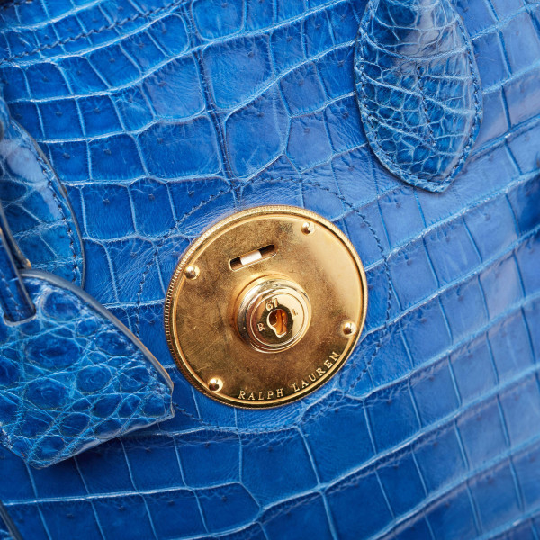 Ralph Lauren Blue Shine Crocodile Ricky Tote