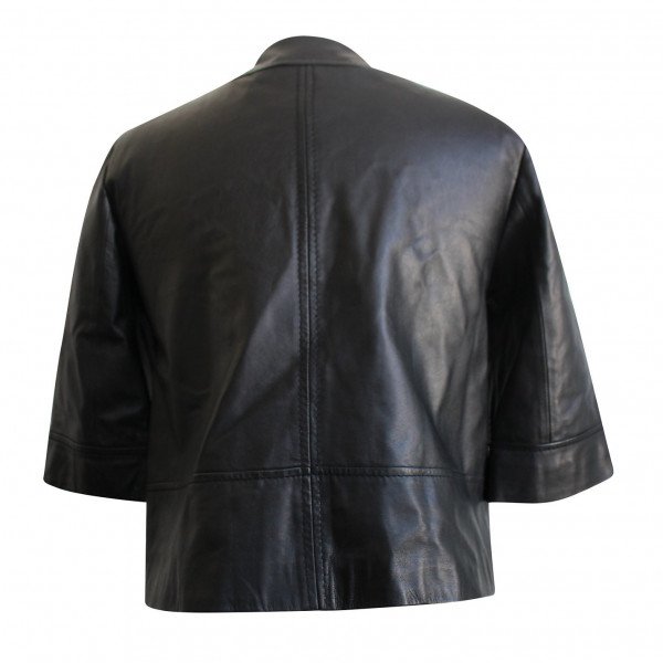 Michael kors cropped leather jacket hotsell