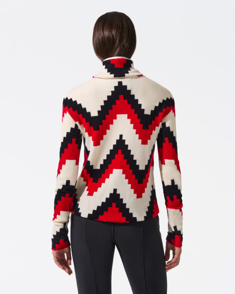 Perfect Moment Chevron Merino Wool Turtleneck Sweater