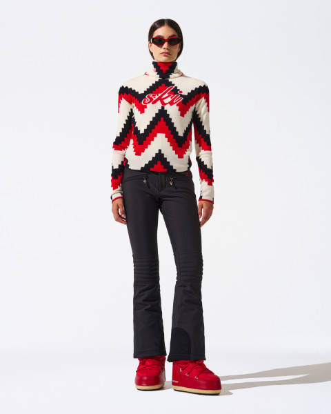 Perfect Moment Chevron Merino Wool Turtleneck Sweater