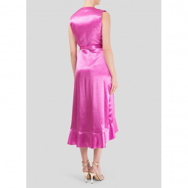 Maje Ripple Ruffled Satin Wrap Dress