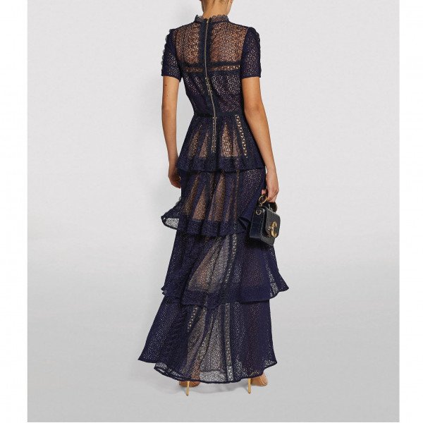 Self-Portrait Lace Tiered Maxi Dress