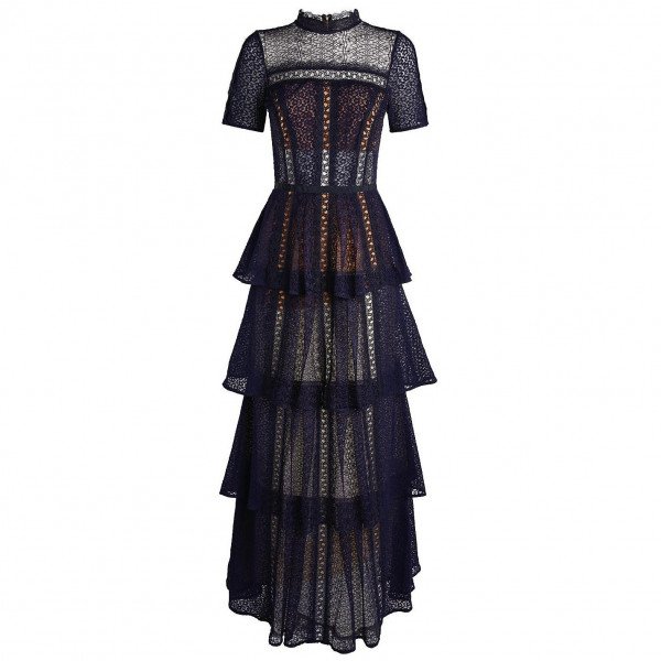 Self-Portrait Lace Tiered Maxi Dress