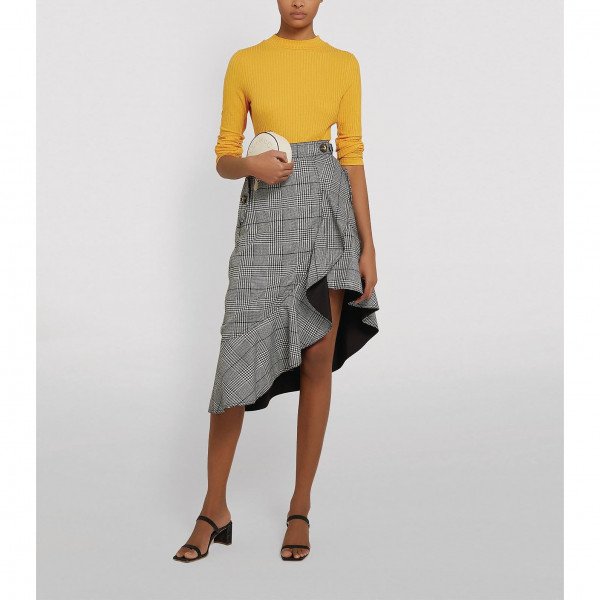 Rent Buy Self-Portrait Check Flounce Midi Skirt | MY WARDROBE HQ