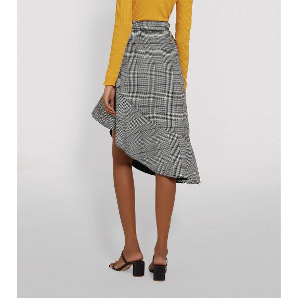 Self-Portrait Check Flounce Midi Skirt
