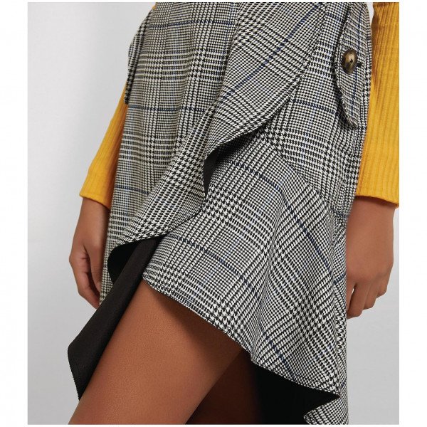 Self-Portrait Check Flounce Midi Skirt