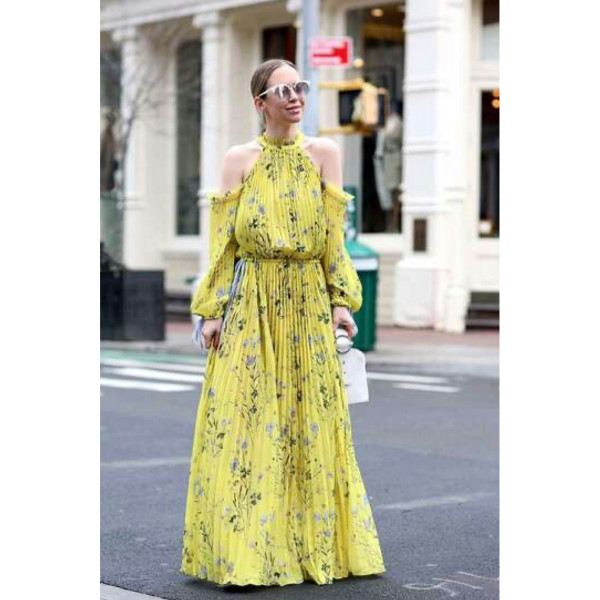 Self-Portrait Floral Cold Shoulder Maxi Dress