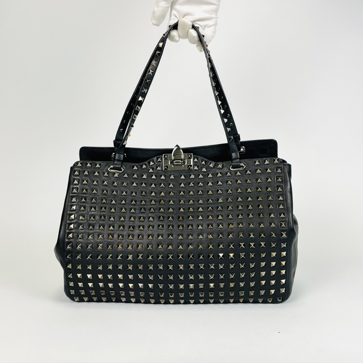 Valentino Rockstud Black Leather Tote