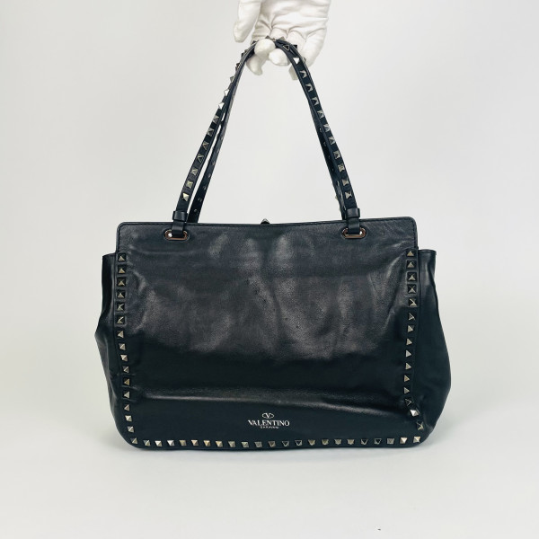 Valentino Rockstud Black Leather Tote