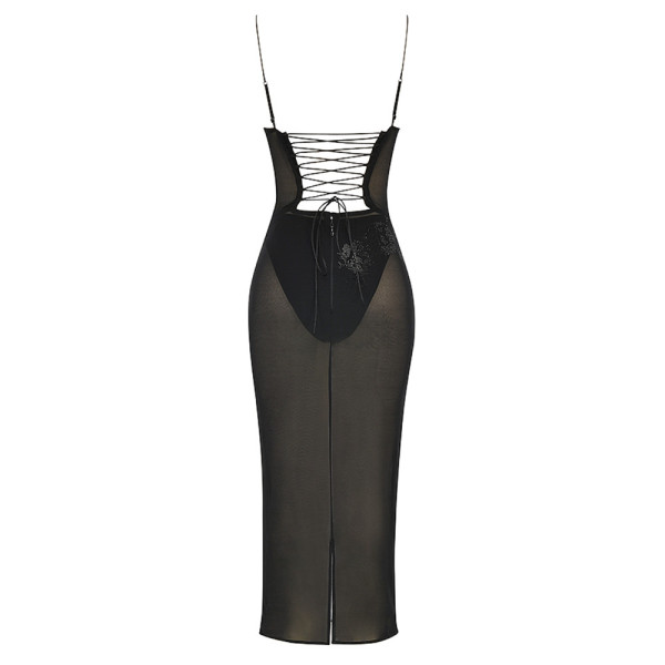 HOUSE OF CB Amirah Mesh Crystal Midi Dress