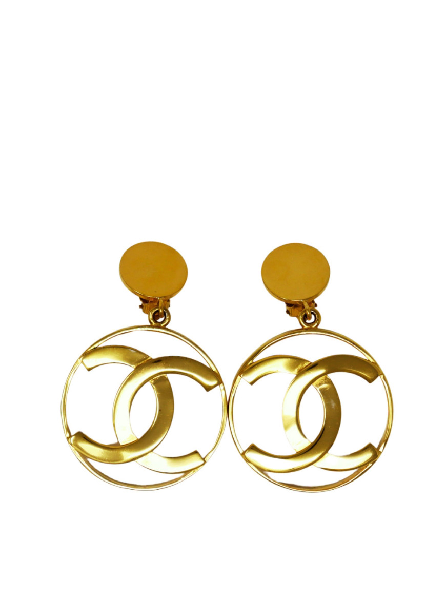 CHANEL Rare 1980s vintage Chanel logo earrings