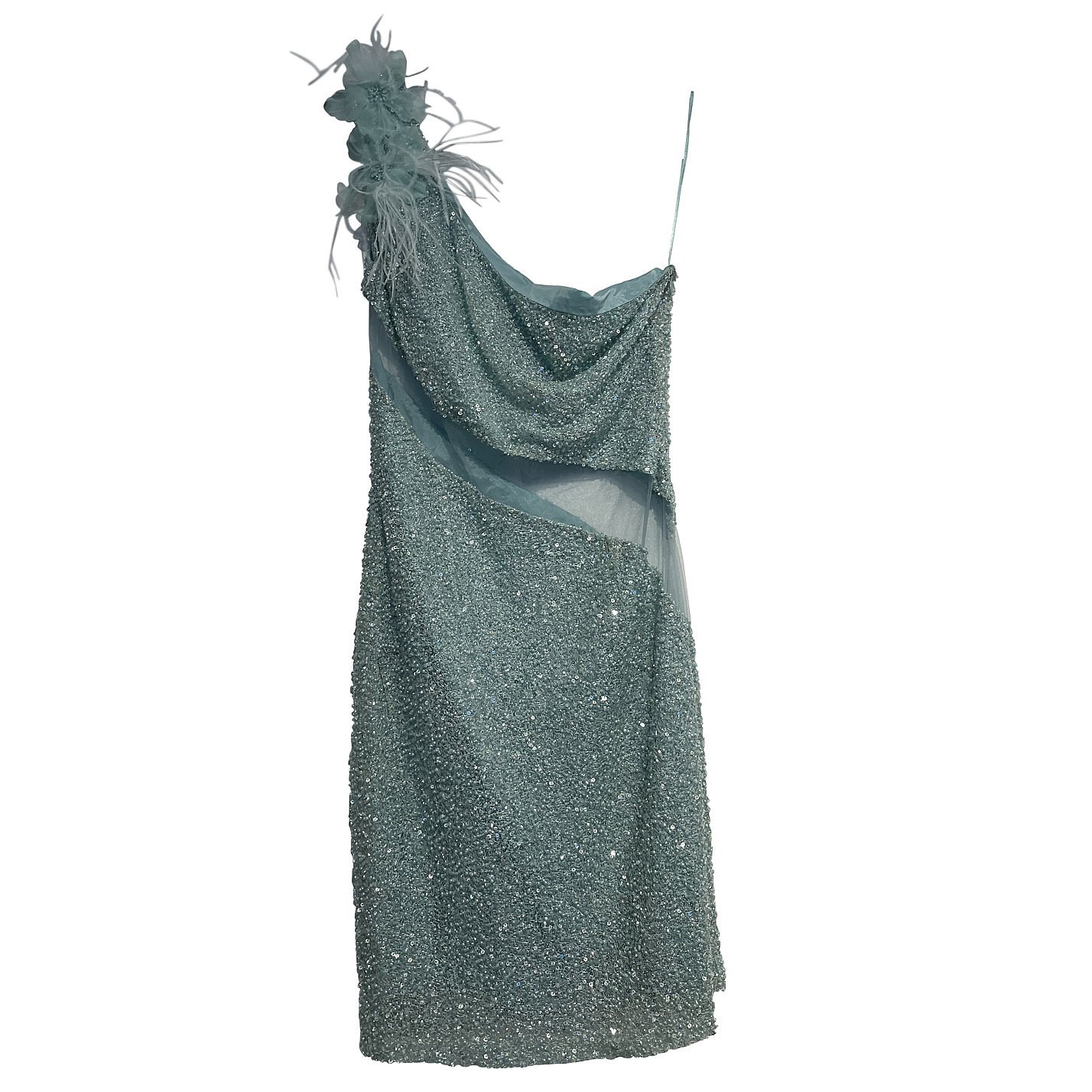 LaMetamorphose Asymmetrical Mini Sequin Dress