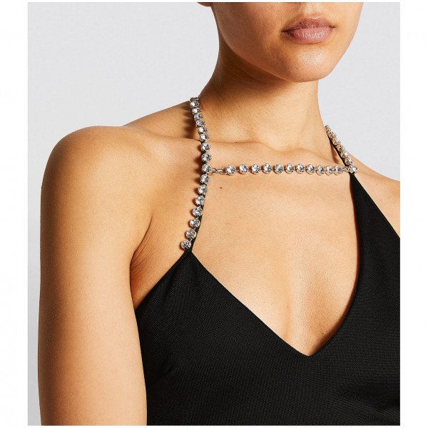 Area Crystal-Trim Halterneck Midi Dress