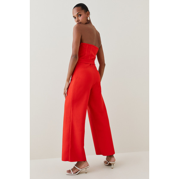 Karen Millen Bustier Bandage Knit Wide Leg Jumpsuit