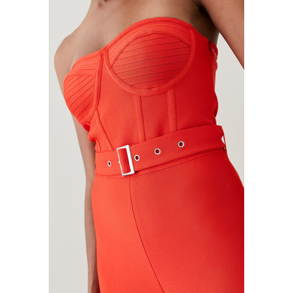 Karen Millen Bustier Bandage Knit Wide Leg Jumpsuit