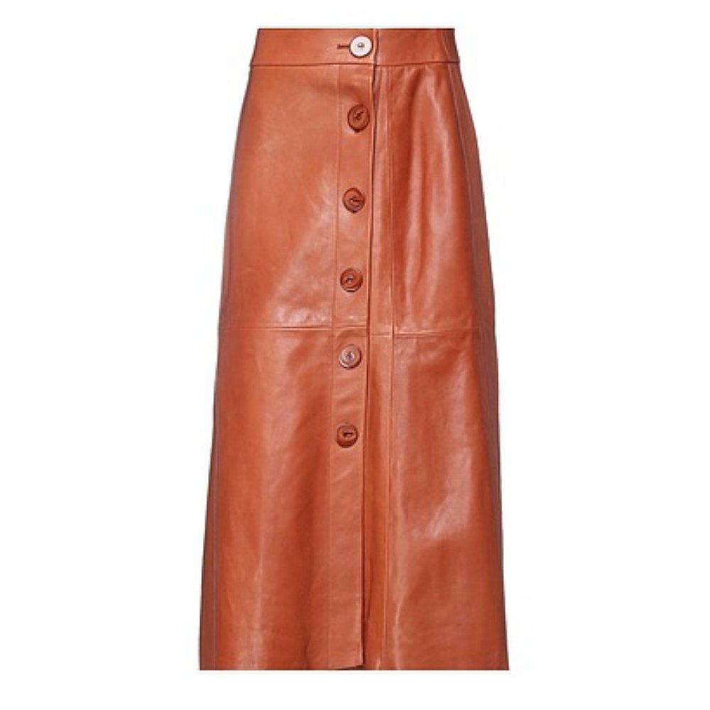 DROMe Leather Below-The-Knee Skirt