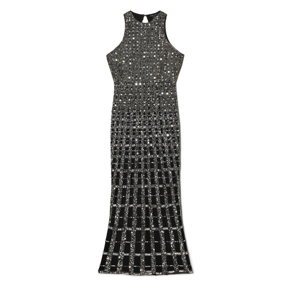 Karen Millen Premium Crystal Embellished Open Back Maxi Dress