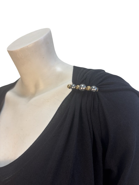 Louis Vuitton Black Jewelled Short Sleeve Jumper