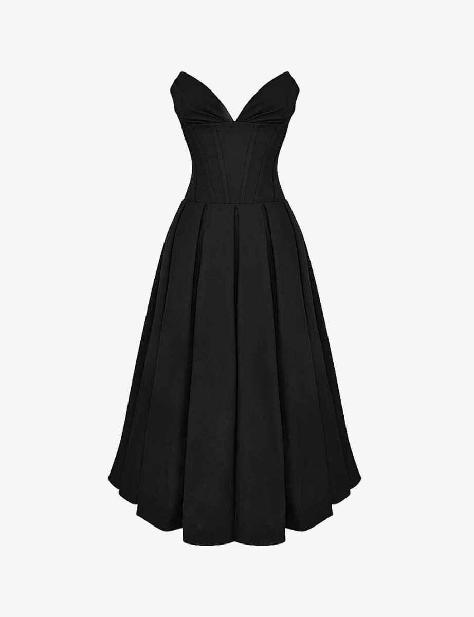 HOUSE OF CB Lady black strapless midi dres
