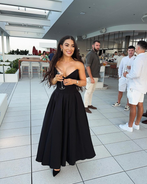 HOUSE OF CB Lady black strapless midi dres