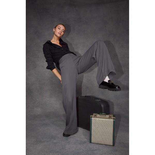 Serena Bute The Plain Wide Leg Trouser - Slate Grey Plant Based Fabric