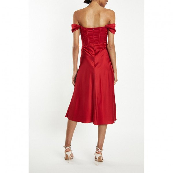 True Decadence Satin Corset Midi Slip Dress