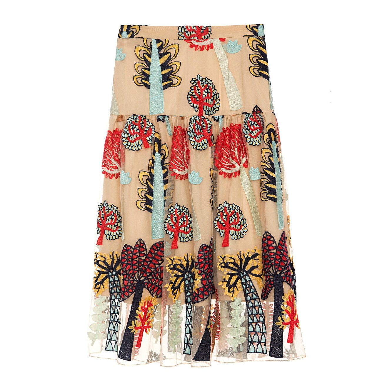 Syra J Tulle Midi Skirt With Flower Embroidery